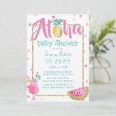 熱帯パイナップル水カラービーチベビーシャワー 招待状 (スタンド正面)