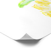 熱帯パイナップル水絵画色 ポスター (角)