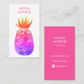熱帯パイナップル水色ピンクパープルブライト 名刺 (正面/裏面)
