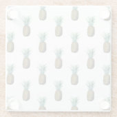 熱帯パイナップル水色 ガラスコースター (裏面)