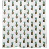 熱帯パイナップル水色 シャワーカーテン (正面)