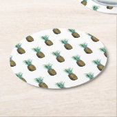 熱帯パイナップル水色 ラウンドペーパーコースター (アングル)