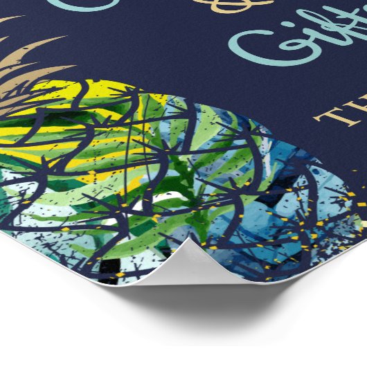 熱帯パイナップル海軍ブルーカード&ギフトパーティー ポスター (角)