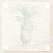 熱帯パイナップル素朴アート ガラスコースター (裏面)