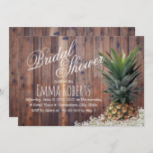 熱帯パイナップル素朴フローラブライダルシャワー 招待状 (正面/裏面)