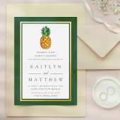 熱帯パイナップル結婚のリハーサル実在ディナー 箔招待状