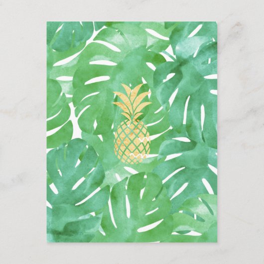 熱帯パイナップル結婚金ゴールドの挿入カード エンクロージャーカード (裏面)