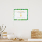 熱帯パイナップル結婚金ゴールドの歓迎サイン ポスター (キッチン)