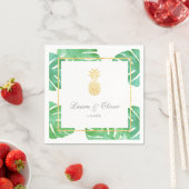 熱帯パイナップル結婚金ゴールド スタンダードカクテルナプキン (インサイチュ)