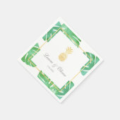 熱帯パイナップル結婚金ゴールド スタンダードカクテルナプキン (角)