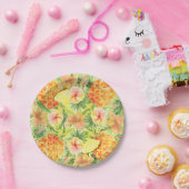 熱帯パイナップル花が緑 ペーパープレート (パーティー)