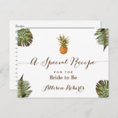 熱帯パイナップル葉ブライダルシャワーレシピ ポストカード (正面/裏面)