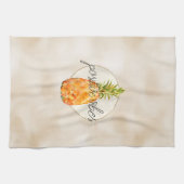 熱帯パイナップル金ゴールドグリッター キッチンタオル (横)