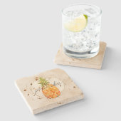 熱帯パイナップル金ゴールドグリッター ストーンコースター (横)