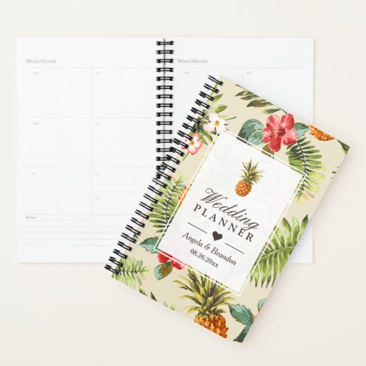熱帯パイナップル離れフローラルアウ（ハワイ式宴会）結婚の プランナー手帳 (ディスプレー)