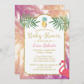 熱帯パイナップル&パームツリーベビーシャワー 招待状 (正面/裏面)