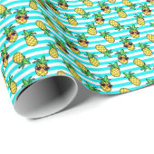 熱帯パイナップル：レトロサングラスパターン。 ラッピングペーパー (ロールコーナー)