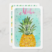 熱帯パイナップル |夏のルアウ（ハワイ式宴会）パーティの招待状 招待状 (正面/裏面)