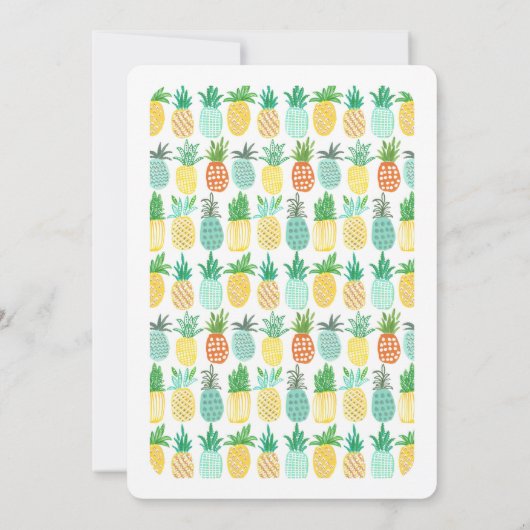 熱帯パイナップル |夏のルアウ（ハワイ式宴会）パーティの招待状 招待状 (裏面)