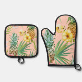 熱帯パイナップル 鍋つかみ&鍋敷きセット (正面)