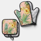 熱帯パイナップル 鍋つかみ&鍋敷きセット (正面/裏面)
