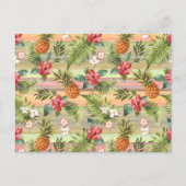 熱帯パカラフルイナップルの果実の花柄 ポストカード (正面)