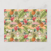 熱帯パカラフルイナップルの果実の花柄 ポストカード (正面)