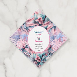 熱帯パステルモダンピンクブルーoh赤ちゃんシャワー フェイバータグ