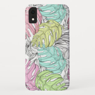 熱帯パステルモンステラ葉水の色パターン iPhone XRケース