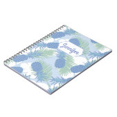 熱帯パステル調のパイナップルパターン|はあなたの名前を加えます ノートブック (左側)