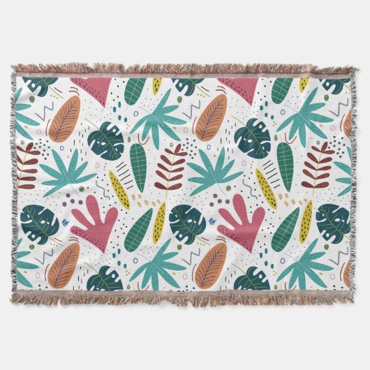 熱帯パターン離れカラフル スローブランケット (正面)