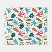 熱帯パターン離れカラフル フリースブランケット (正面(横))