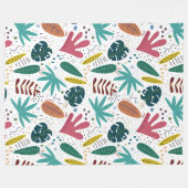 熱帯パターン離れカラフル フリースブランケット (正面(横))