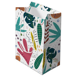 熱帯パターン離れカラフル ミディアムペーパーバッグ