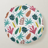 熱帯パターン離れカラフル ラウンドクッション (裏面)