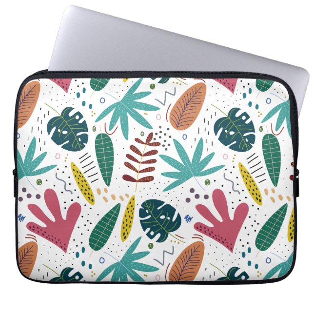 熱帯パターン離れカラフル ラップトップスリーブ (正面)