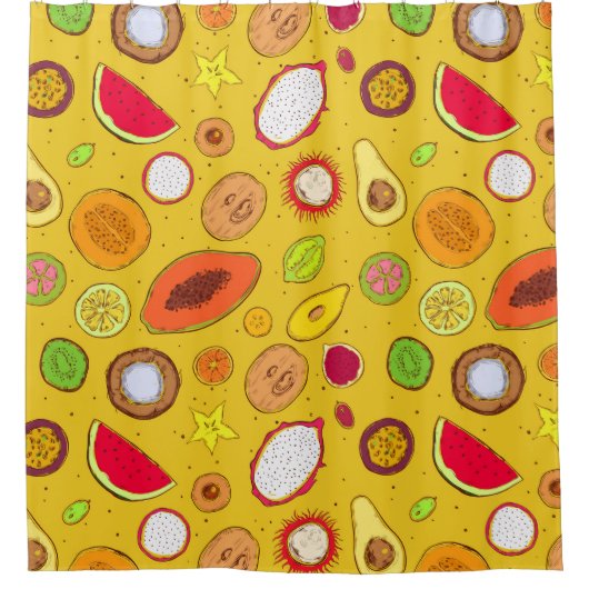 熱帯パターン シャワーカーテン (正面)