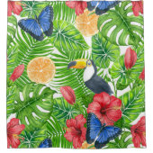 熱帯パターン シャワーカーテン (正面)