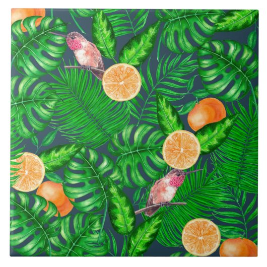 熱帯パターン、ハミングバード タイル (正面)