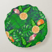 熱帯パターン、ハミングバード ラウンドクッション (裏面)