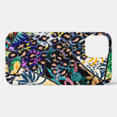 熱帯パッチワークの葉と葉の模様を黒く塗る Case-Mate iPhoneケース (裏面 (横))