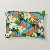 熱帯パパイヤと鳥のパターン。 アクセントクッション (裏面)