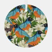 熱帯パパイヤと鳥のパターン。 ガラスオーナメント (裏面)