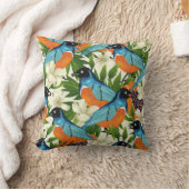 熱帯パパイヤと鳥のパターン。 クッション (ブランケット)
