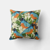 熱帯パパイヤと鳥のパターン。 クッション (裏面)