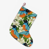 熱帯パパイヤと鳥のパターン。 スモールクリスマスストッキング (正面 (吊り時))