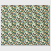 熱帯パパイヤと鳥のパターン。 ラッピングペーパー (フラット)