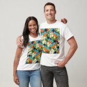 熱帯パパイヤと鳥のパターン。 Tシャツ (ユニセックス)