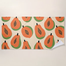 熱帯パパイヤウォームオレンジ ビーチタオル