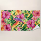 熱帯パラダイスハワイアン島スガルバードフラワー ビーチタオル (正面)